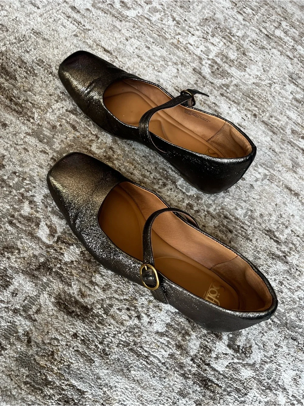 Söfft Metallic Black Mary Jane Flats